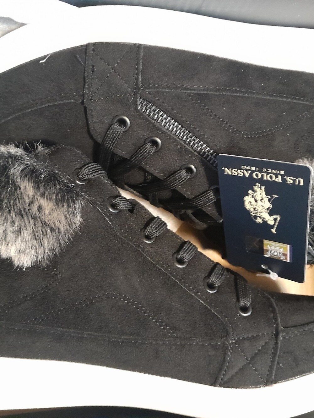 U.S. Polo Assn. Black Faux Fur High-Top Sneakers